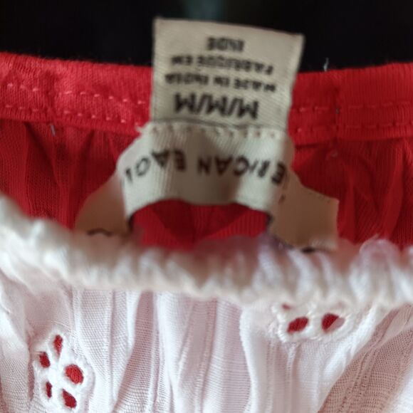 American Eagle Vintage Inspired White Eyelet Baby doll Top SZ Med. Cottage Core - Picture 5 of 5